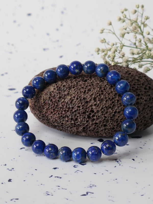 Lapis Lazuli 8mm Round Bracelet — The Stone of Truth, Wisdom & Inner Power
