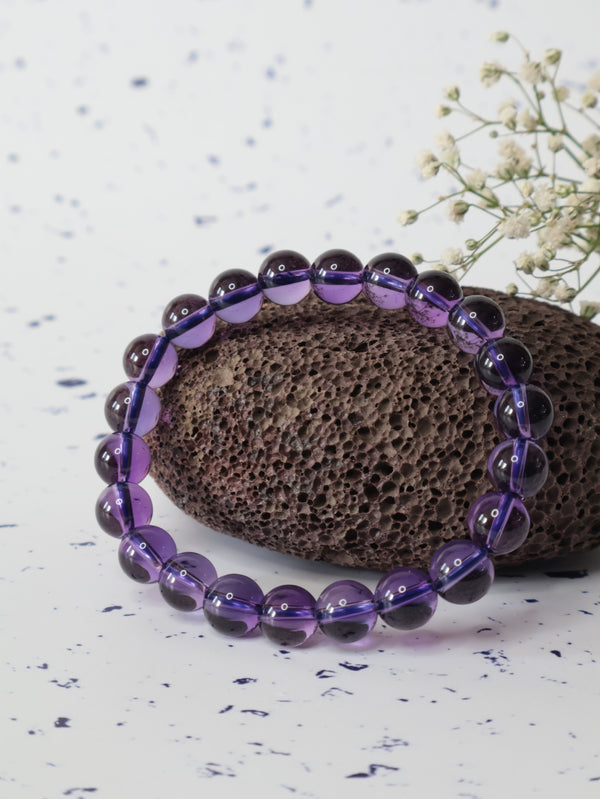 Bolivian Amethyst (Gem Quality) 8mm Round Bracelet — The Stone of Deep Intuition, High Vibration & Divine Protection