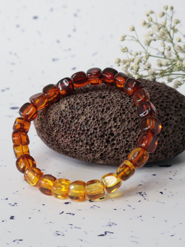 Multi Amber Cube Bracelet — The Stone of Warmth, Healing & Ancient Life-Force Energy