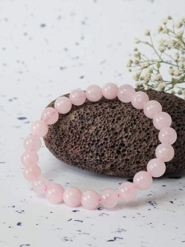 Rose Quartz 8mm Round Bracelet — The Stone of Love, Healing & Emotional Harmony