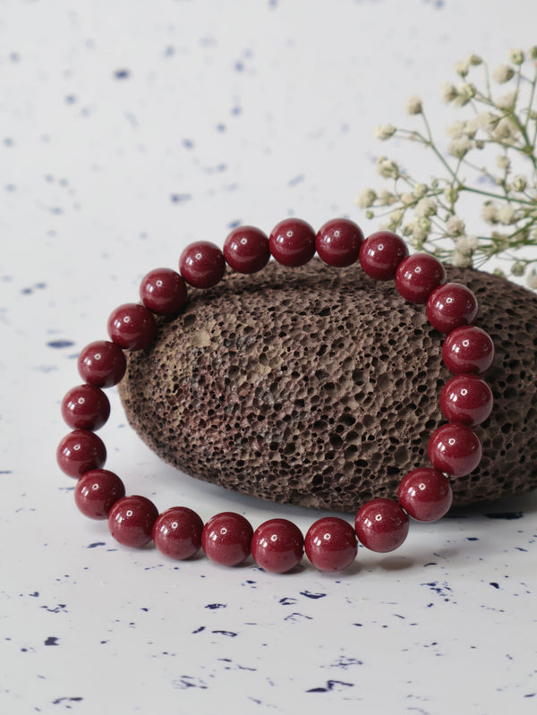 Cinnabar 8mm Round Bracelet — The Stone of Wealth, Power & Manifestation