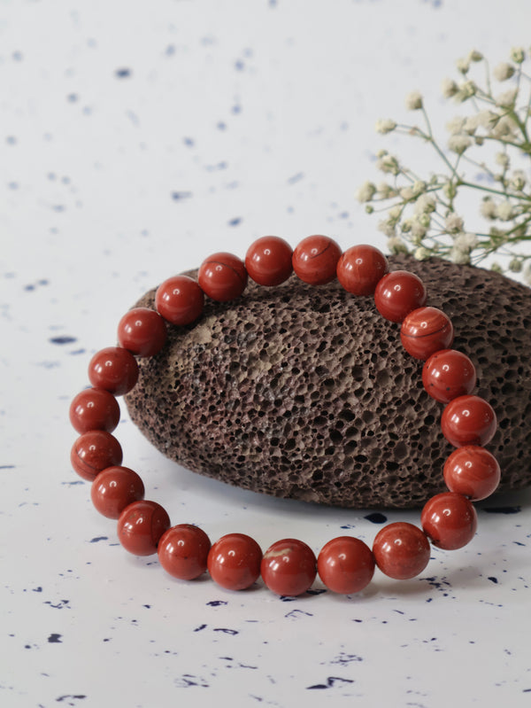 Red Jasper 8mm Round Bracelet — The Stone of Strength, Stability & Emotional Grounding