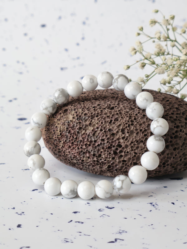 Howlite 8mm Round Bracelet — The Stone of Calmness, Peace & Emotional Release