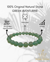 Green Aventurine 8mm Round Bracelet — The Stone of Luck, Healing & New Beginnings