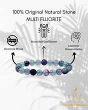 Multi Fluorite 8mm Round Bracelet — The Stone of Balance, Intuition & Mental Harmony
