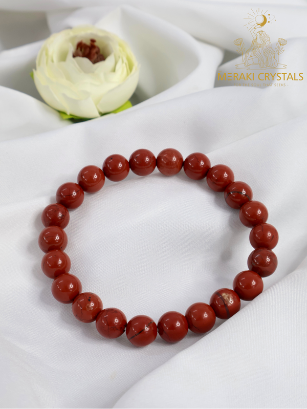 Red Jasper 8mm Round Bracelet — The Stone of Strength, Stability & Emotional Grounding