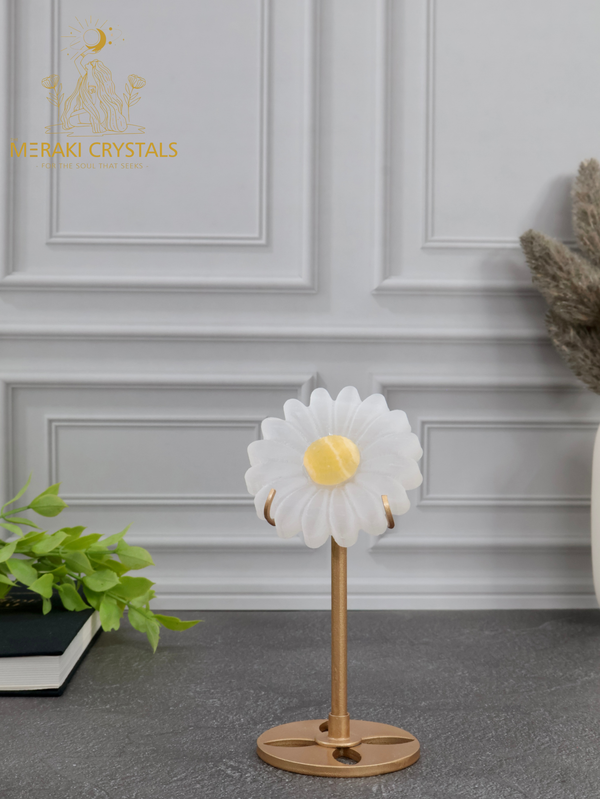 Selenite & Yellow Calcite Sunflower — The Symbol of Light, Purity & Joyful Healing