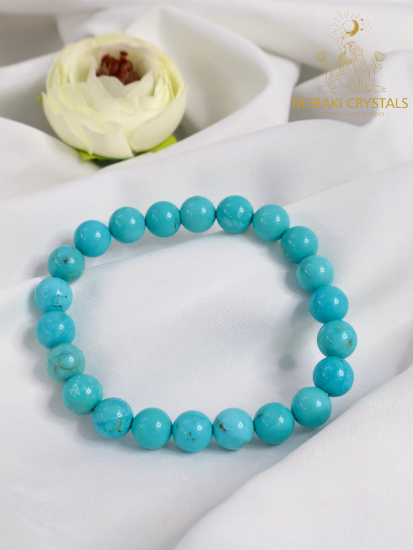 Turquoise 8mm Round Bracelet — The Stone of Protection, Healing & Ancient Wisdom